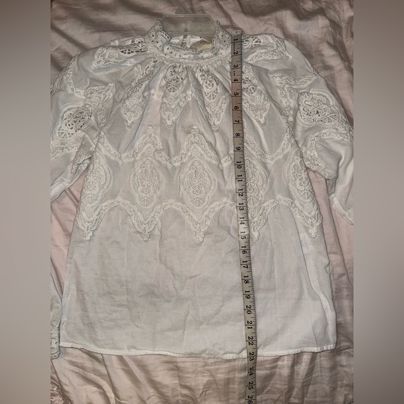 Sezane Like New White Tizio Lace Detail Blouse - Picture 12 of 12